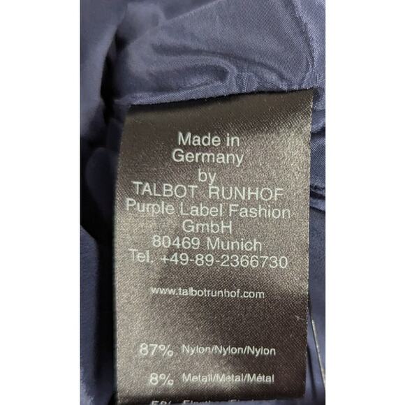 Talbot Runhof Rosin Metallic Navy Draped Gown V-Neck Cape Sleeve 6 36 Preowned - Picture 13 of 14